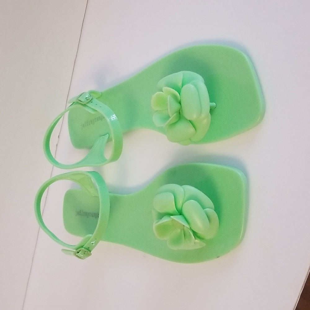 Jeffrey Campbell Fleurisse  ankle strap, green sandals. Size 10.